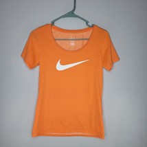 Nike Shirt Womens XS The Nike Tee Orange Short Sleeve Tee Scoop Neck Dri... - $10.71