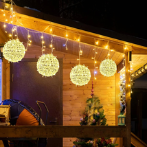 Outdoor Balls Lights Hanging Tree Christmas Lights - 4 Pack 7.87&quot; Sphere Lights  - £41.96 GBP