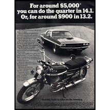 1970 Suzuki T-500 III Titan Motorcycle Vintage Print Ad Dodge Challenger Photo - £8.24 GBP