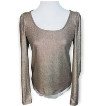 Anthropologie Metallic Ribbed Long Sleeve Shirt Size Small - £23.65 GBP