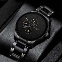 Men Stainless Steel Casual Round Dial Quartz Watch Brand New Fast Free S... - £11.64 GBP