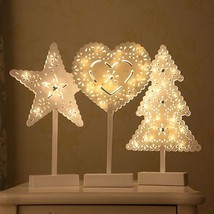 Battery Powered Star Christmas Tree Heart LED Night Light Table Lamp Home Decora - $31.82