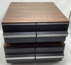 2X Vtg Faux Wooden 2 Drawer Cassette Tape Holder Storage Cabinet Case Holds 24 - £20.58 GBP