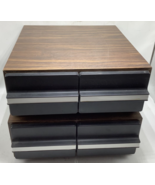 2X Vtg Faux Wooden 2 Drawer Cassette Tape Holder Storage Cabinet Case Ho... - £20.55 GBP