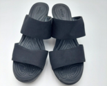 Crocs Leigh II Slide Dual Strap Comfort Black Wedge Sandals Women Size 9... - $33.37