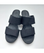 Crocs Leigh II Slide Dual Strap Comfort Black Wedge Sandals Women Size 9... - £26.36 GBP