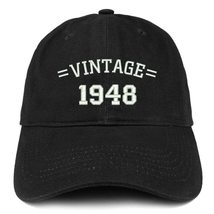 Trendy Apparel Shop Vintage 1948 75th Birthday Baseball Cap - Black - £15.97 GBP
