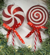 Christmas Candy Cane Peppermint Lollipop Red White Tree Ornaments Your C... - $8.53