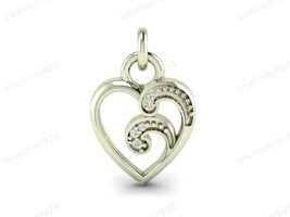 925 Sterling Silver Diamond Stone Heart Shape Handmade Pendant Unique Je... - $34.00