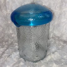 Vintage Glass Mushroom Canister Unidentified Makers Mark  5 1/2” Screw On Lid - £16.43 GBP