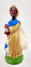 Vintage Italy Nativity Wiseman Blue Gold 4&quot; T Composition small Paint Fl... - €10,59 EUR