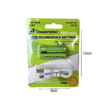 USB Rechargeable Lithium Ni-AAA 1.5V Battery 2000mAh 2 pcs Recharge easy via USB - $14.85