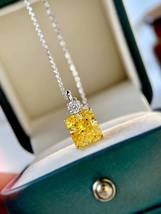 Dazzling 5 karat lab-created Yellow Diamond Necklace 18K gold plated S925 - £125.07 GBP