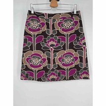 Boden Straight Skirt Sz 10R Purple Brown Lotus Flower Print Knee Length - £21.57 GBP