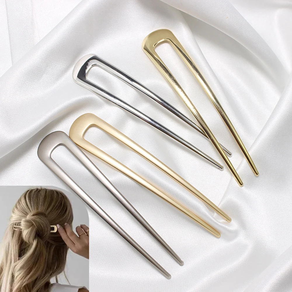 Simple U Shape Hair Clips Pins for Women Girls Metal Hair Sticks Bride Hair Styl - £18.78 GBP