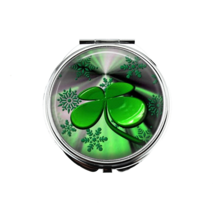 1 Four Leaf Clover Portable Makeup Compact Double Magnifying Mirror - £10.94 GBP