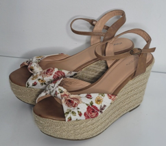 Xhilaration Womens Sandals Size 9 Twyla Floral Espadrille Jute Wedge Heels - £11.78 GBP