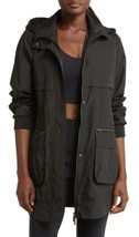 Zella Women&#39;s Black Water Resistant Rain Jacket Removable Hood M NWOT - £36.29 GBP