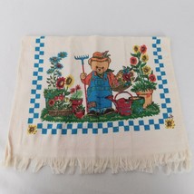 Kitchen Towel 100% Cotton Gardening Bear Hat Overalls Rake Pots Flowers ... - $7.85
