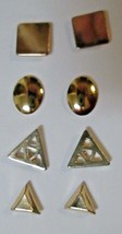 Jewelry Lot 4 Pairs Gold Tone Basic Shapes  Stud Post pierced Earrings NO BACKS  - £4.42 GBP