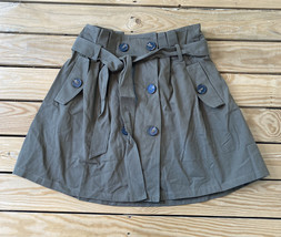 Lush NWT women’s button front tie skirt size L khaki Tan J6 - £14.18 GBP