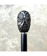 hand carved Unisex Owl metal handle With Black Wooden walking stick Easy... - £32.42 GBP