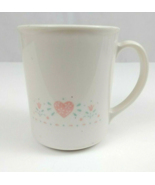 Vintage Corning Forever Yours Off White With Pink Heart &amp; Flowers Coffee... - $8.13 CAD