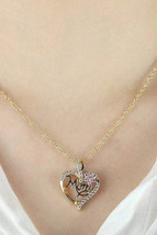 Gold Mom Rhinestone Flower Hollow-out Heart Necklace - $3.41