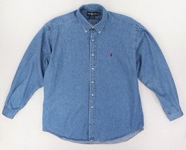 VTG Ralph Lauren Blake Denim Button Down Shirt Jean Mens XL Indigo Blue - £40.23 GBP