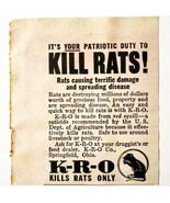 1944 KRO Kill Rats Red Squill Advertisement WW2 Era Patriotic Duty DWP7C - $367.32 MXN