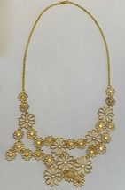 Flower Petal Cluster Gold Metallic 26&quot; Necklace Like Lia Sophia Euc - £10.17 GBP