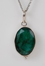 925 Sterling Silver Handmade Pendant Natural Emerald Women Fest Gift FSP-1587 - £22.64 GBP