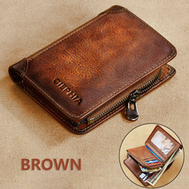 Genuine Leather Wallets for Men Vintage Short Multi Function Business Purse RFID - £63.08 GBP