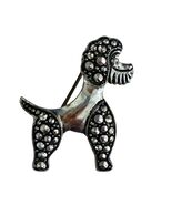 Vintage Marcasite Poodle Dog Brooch Made in Germany Silver Tone Figural Pin - $21.60