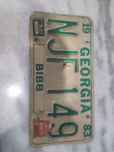 Vintage 1983 Georgia Bibb County License Plate NJF 149 Expired - £10.08 GBP