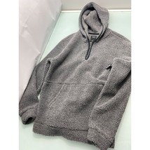 Union Men Sweater Hoodie Sherpa Fleece Pullover Gray Hooded Medium M New - £15.62 GBP