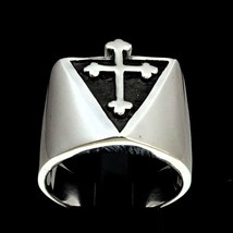 Sterling silver Medieval symbol ring Coptic Cross Christian Religion high polish - £111.88 GBP