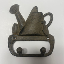 Vintage Cast Iron Metal Watering Can 2 Hook Wall Hanging - 1980&#39;s - £12.82 GBP