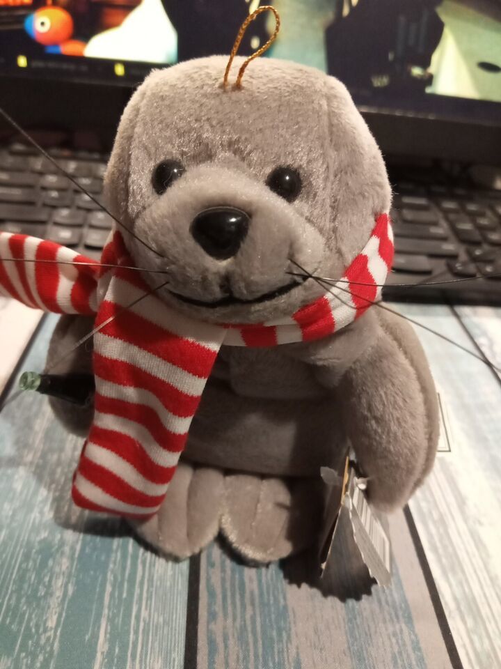 1997 Coca-Cola Bean Bag Filled Seal Wearing Scarf Vintage Plush w/Bottle... - $7.20