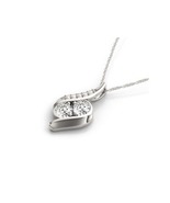 Curved 2 stone diamond necklace 14k white gold fancy diamond necklace gi... - £2,748.96 GBP