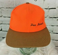 Treo Ranch Heppner Oregon Neon Orange Strap Back Hat Cap Vtg Made in USA - £11.86 GBP