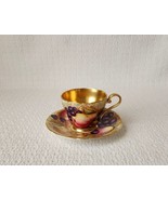 Aynsley ORCHARD Fruit Gold Bone China Demitasse Cup &amp; Saucer England - $69.29