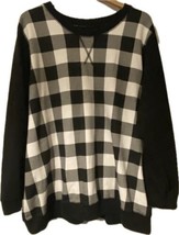 Woman Within Plus size black and white plaid sweatshirt size 2X 26/28 - £15.14 GBP