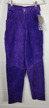 Vintage NWT Don&#39;t Stop Womens Purple Suede Leather Pants sz 6 - £27.93 GBP