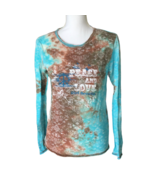 Girl Scouts Womens Youth Long Sleeve Tee Size M 10-12 Peace &amp; Love Graph... - £12.17 GBP