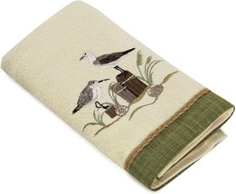 Avanti Sea Birds Bath Towel in Ivory Embroidered Beach Tropical Guest Bathroom - $43.98