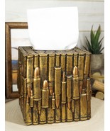 Western Military Rifle Ammo Shells Gold Tone Bullets Tissue Box Holder Case - $39.73 CAD