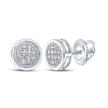 10kt White Gold Womens Round Diamond Circle Earrings 1/20 Cttw - £117.13 GBP