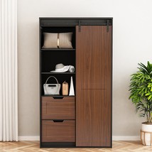 71-inch High wardrobe and cabinet , Clothes Locker，classic sliding barn door - £437.75 GBP