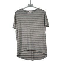 LuLaRoe Size Small Striped High-Low Hem Short Sleeve Top Metallic Thread - £15.77 GBP